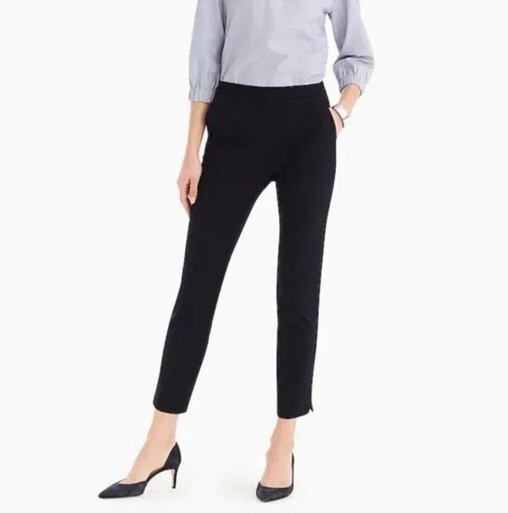 J.Crew Martie Slim Cropped Pant Navy Blue Cotton Blend Stretch Size 6